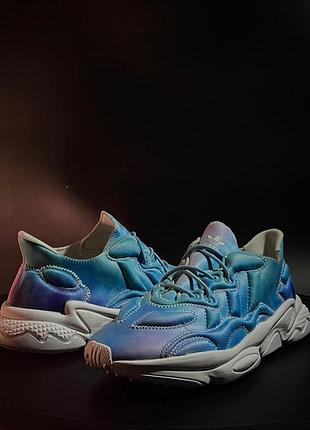 Женские голубые кроссовки adidas ozweego blue white х озего 39