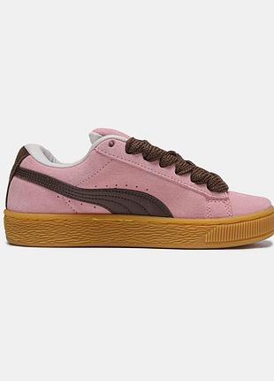 Розовые женские кроссовки puma suede xl pink brown gum х пума 37