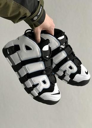 Чоловічі чорно-білі кросівки nike air more uptempo black white х аптемпо 45