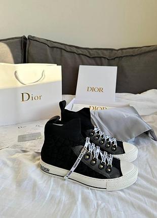 Чорні жіночі кросівки dior sneakers high black х діор 38