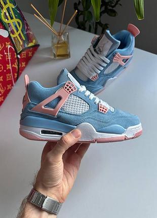 Женские голубые кроссовки jordan 4 blue pink х джордан 41