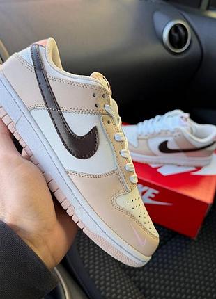 Женские бежевые кроссовки nike sb dunk low beige white х данк 36
