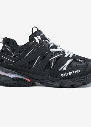 Чорні кроссовки унісекс balenciaga track 3.0 black white led x баленсиага 36