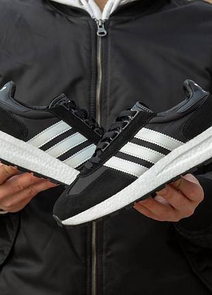 Чоловічі чорні кросівки adidas retropy e5 black white х ретропі 44