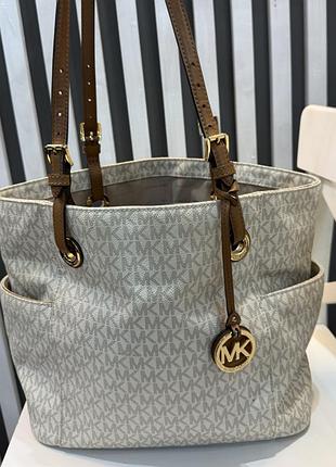 Сумка-тоут michael kors jet set large shoulder bag (vanilla) 👜