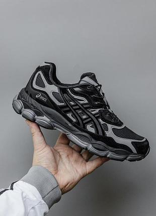 Чорні кросівки унісекс asics gel nyc black grey gore-tex termo winter х асикс 37