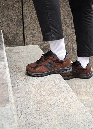Мужские коричневые кроссовки new balance 990 brown black х нью беланс 45