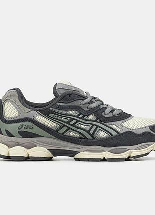 Бежевые кроссовки унисекс asics gel nyc beige grey х ассикс 41