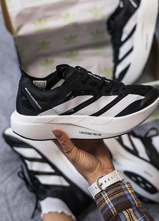 Чорні кросівки унісекс adidas adizero adios pro evo black white x адідас 37