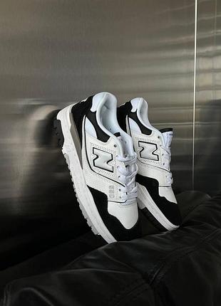 Белые кроссовки унисекс new balance 550 white black х нью беланс 43