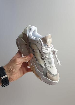 Белые кроссовки унисекс adidas niteball 2.0 white beige х найтбол 39