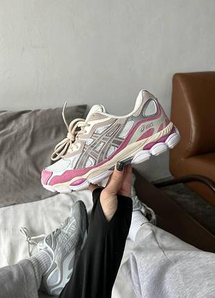 Жіночі рожеві кросівки asics gel nyc white pink х ассікс 41