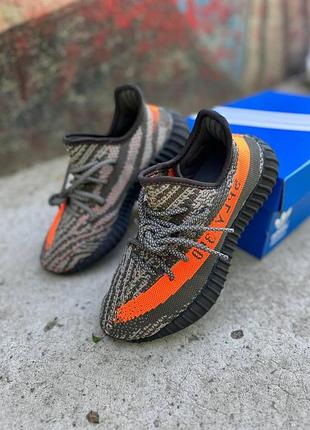 Сірі кросівки унісекс yeezy boost 350 v2 carbone beluga reflective x їзі буст 39