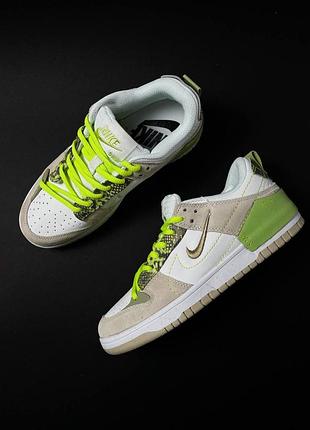 Бежевые кроссовки унисекс nike sb dunk low disrupt 2 beige green snake х данк 36