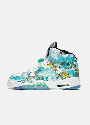 Мужские голубые кроссовки nike air jordan 5 retro art wings blue х джордан 42