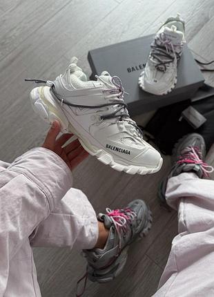 Білі кросівки унісекс balenciaga track trail laces sneaker in white lilac x баленсіага 40