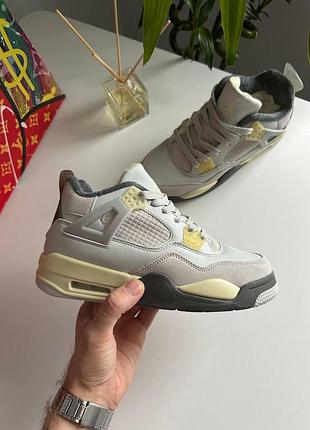 Серые кроссовки унисекс nike jordan 4 photon dust winter fur х джордан 36