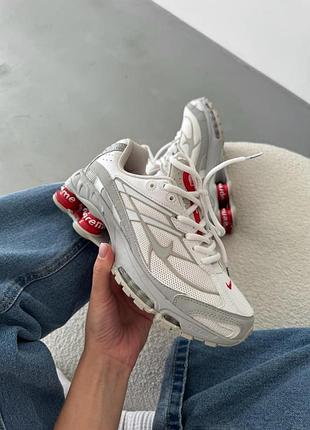 Серые кроссовки унисекс nike supreme shox ride 2 grey white х шокс 36