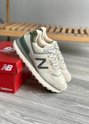 Бежевые женские кроссовки new balance 574 stone island beige grey khaki х нью беланс 39