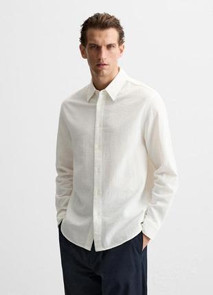 Сорочка zara структурна лляна 7545/120 oyster wt