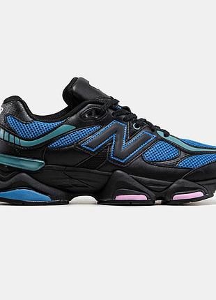 Мужские кожаные чёрные кроссовки new balance 9060 blue black х нью беланс 42