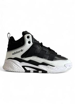 Черно-белые кроссовки унисекс adidas niteball high white black winter fur x найтболл 37