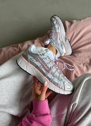 Женские белые кроссовки nike p-6000 white elemental pink х найк 36