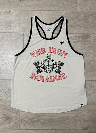 Уникальная спортивная майка андер армор project rock x under armour the iron paradise, xxl, оригинал