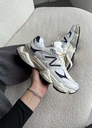 Белые кроссовки унисекс new balance 9060 white beige dark blue х нью беланс 36
