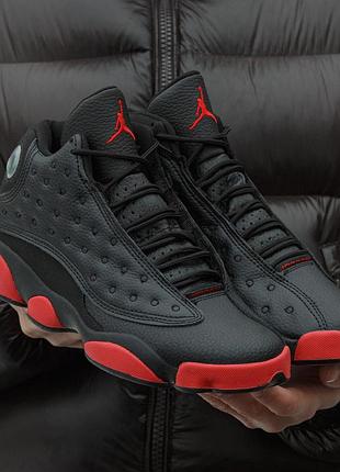 Чоловічі чорні кросівки jordan 13 black red х джордан 45
