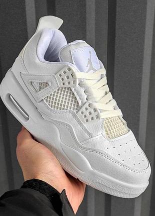 Белые кроссовки унисекс nike air jordan 4 retro white х джордан 40