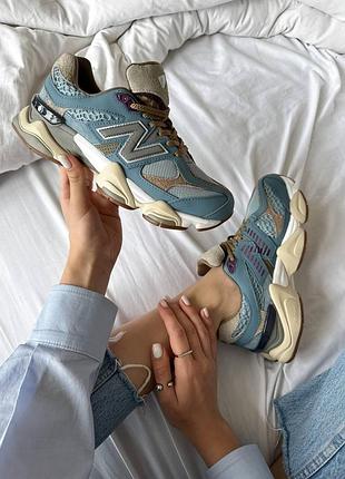 Шкіряні сині кросівки new balance 9060 x bodega х нью беланс 42