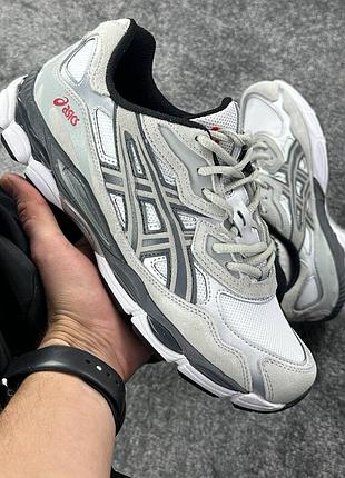 Серые мужские кроссовки asics gel nyc white steel grey х ассикс 41