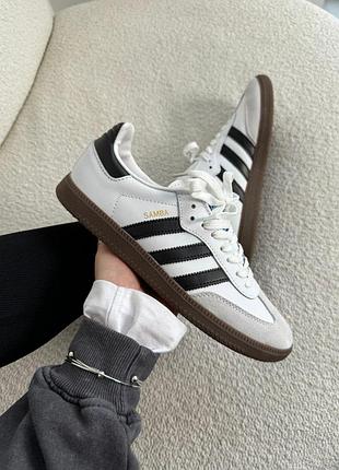 Белые кроссовки adidas samba white black x адидас самба 38