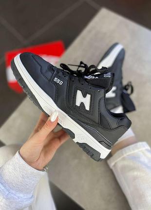 Мужские черные кроссовки new balance 550 black white х нью беланс 42