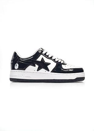 Женские белые кроссовки bape sta m2 patent black white х бейп 37