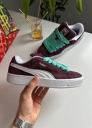 Бордовые женские кроссовки puma suede xl burgundy turquoise х пума 39