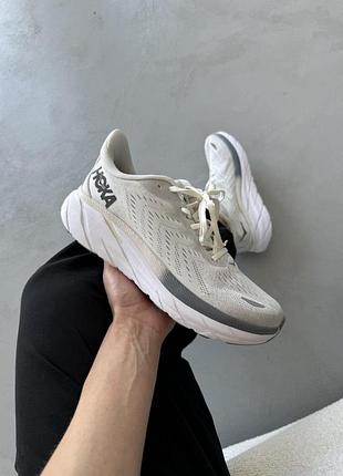 Сірі чоловічі кросівки hoka clifton 8 grey white х хока 44