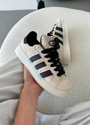Бежевые замшевые кроссовки adidas campus 00s beige black x адидас кампус 38