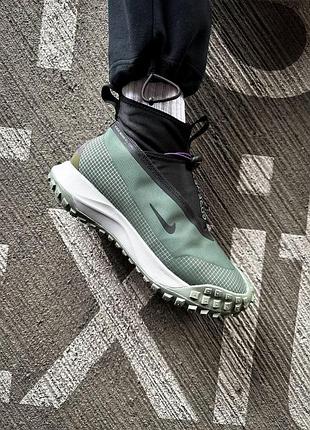 Зелёные кроссовки найк унисекс nike acg mountain fly gore-tex green black 42