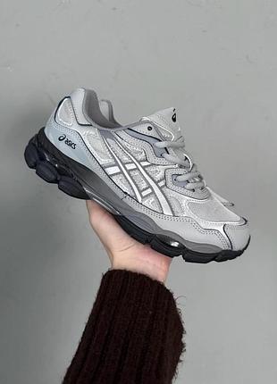 Серые кроссовки asics gel nyc grey black х асикс 41