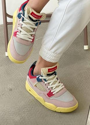 Розовые замшевые кроссовки джордан 4 ретро унисекс jordan 4 retro sp union - guava ice 37