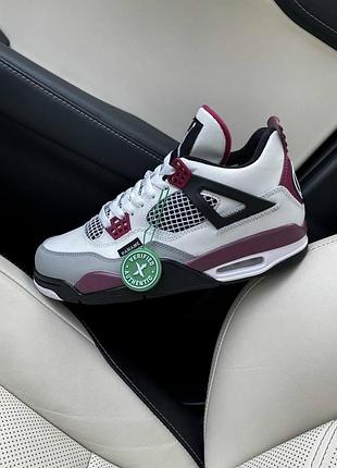 Білі шкіряні кросівки джордан 4 ретро унісекс jordan retro 4 pari stain germain 44