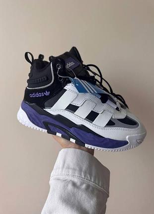 Белые кроссовки унисекс adidas niteball high white purple winter fur x найтболл 37