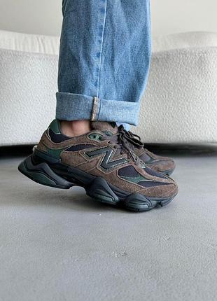 Замшеві коричневі кросівки new balance 9060 beef and broccol brown black х нью беланс 45
