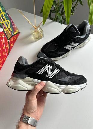 Чорні кросівки унісекс new balance 9060 black white winter termo x нью беланс 42