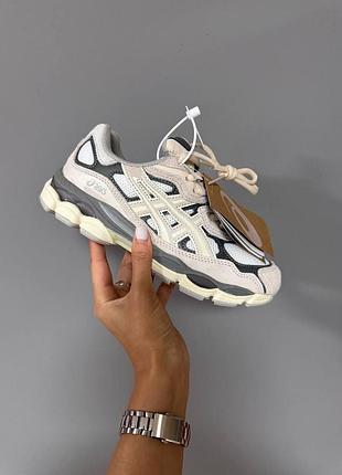 Бежевые кроссовки asics gel nyc white grey х асикс 45