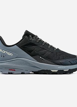Мужские чёрные кроссовки salomon outpulse gtx 'black stormy weather' black grey х саломон 44