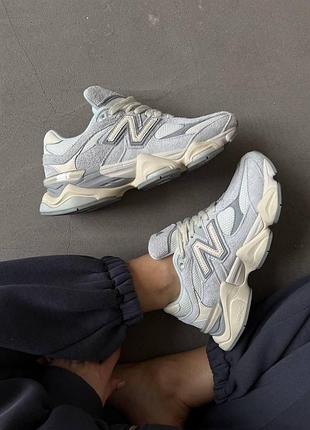 Замшевые серые кроссовки new balance 9060 quartz grey х нью беланс 43