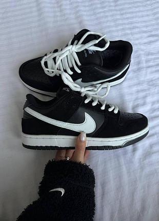 Чорні кросівки унісекс nike sb dunk low black white winter fur x дан 41